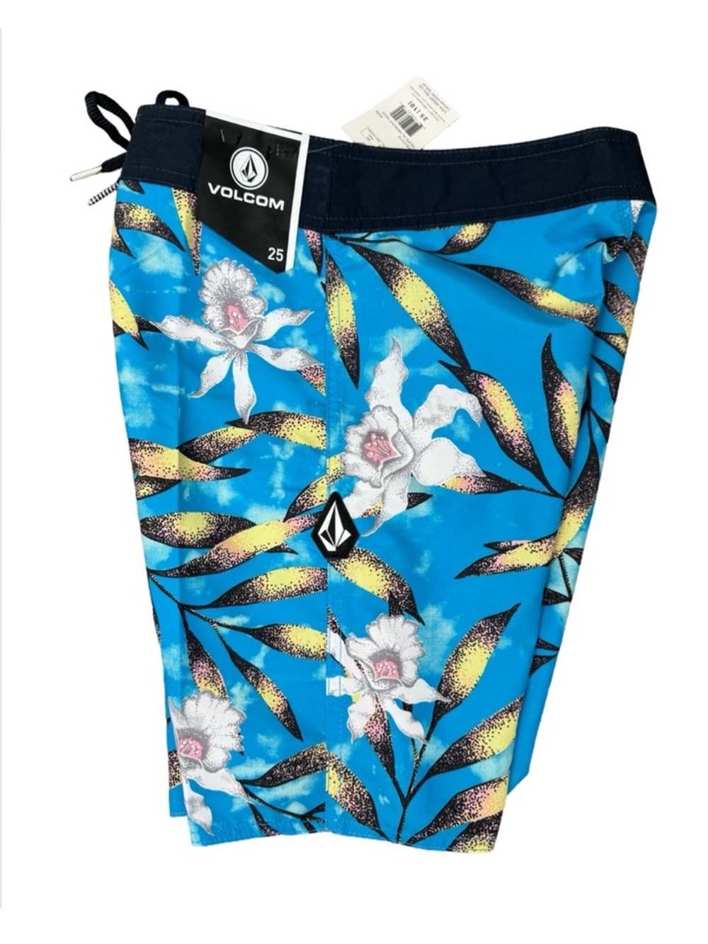 NWT Volcom Boys Tropical Hideout Mod Blue Floral Swim Trunks Shorts Size 10 / 25